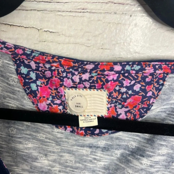Anthropologie Blue and Pink Floral Blouse - Picture 4 of 6
